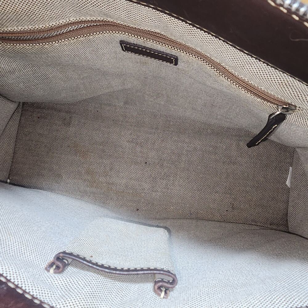 DOONEY & BURKE Monogram Signature Satchel Shoulder Bag Brown Leather - Picture 8 of 14